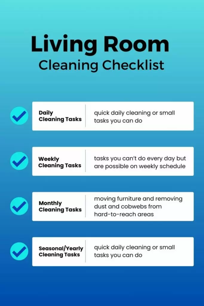living room cleaning checklist